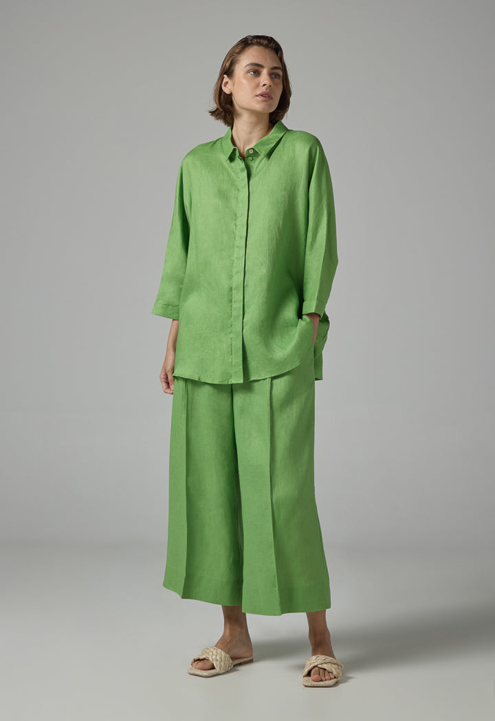 Choice Long Kimono Sleeves Basic Shirt Green