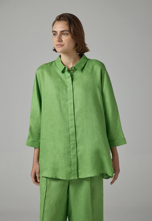 Choice Long Kimono Sleeves Basic Shirt Green