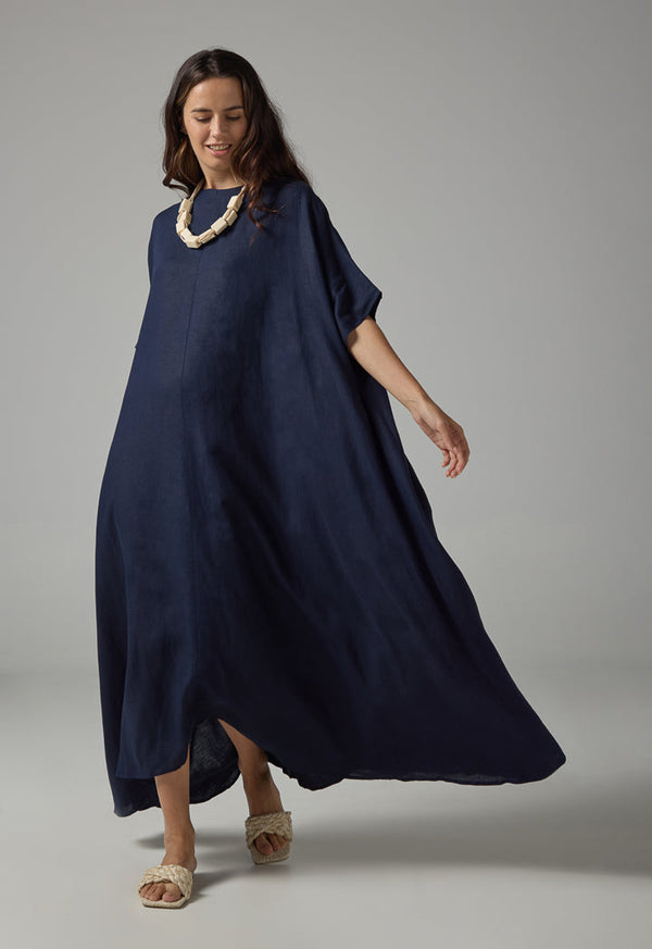 Choice Short Sleeve A-Line Jersey Dress Navy