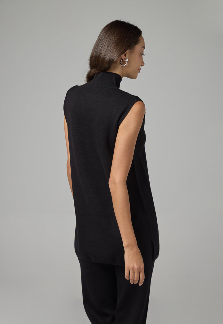 Choice Basic Sleeveless Knitted Top Black