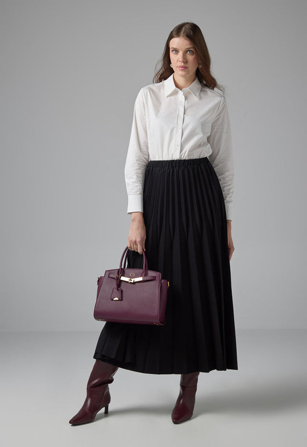 Choice All Over Pleated Solid Skirt Black