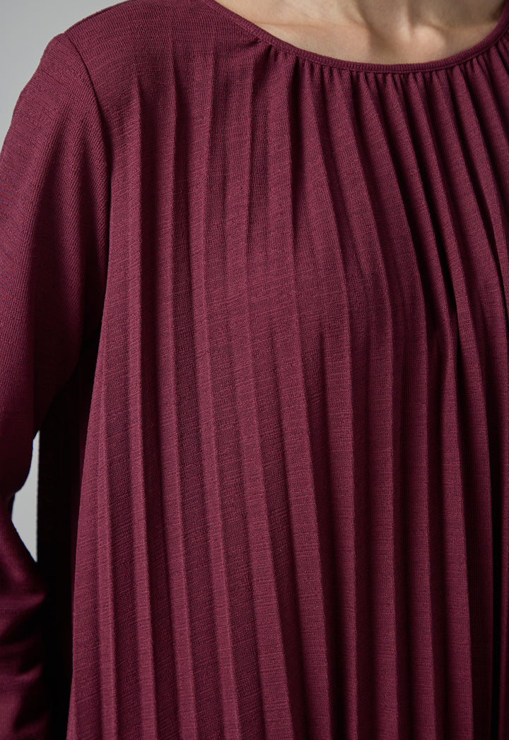 Choice Pleated Maxi Dress Burgundy