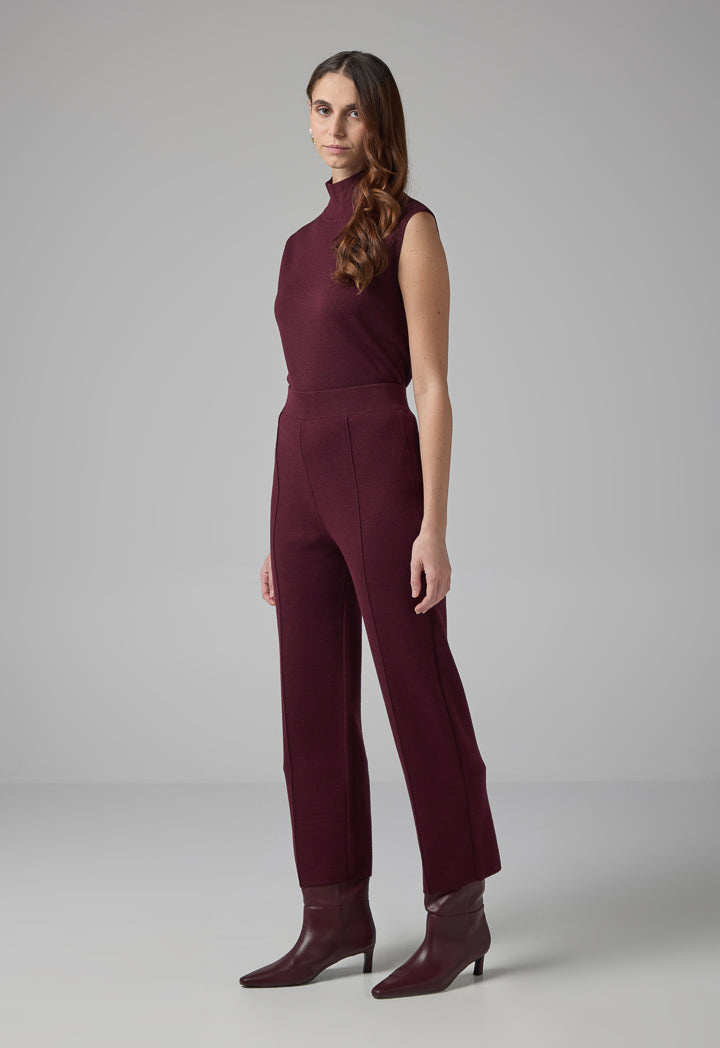 Choice Knitted Straight Fit Solid Pants Burgundy