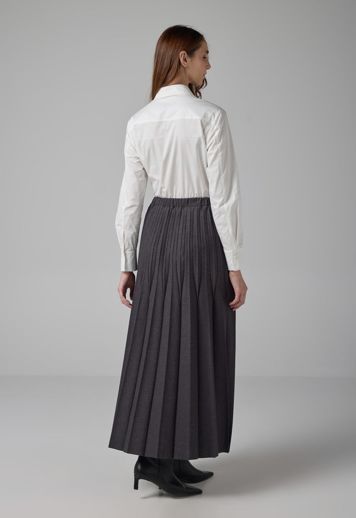 Choice Solid Pleated Maxi Skirt Anthracite