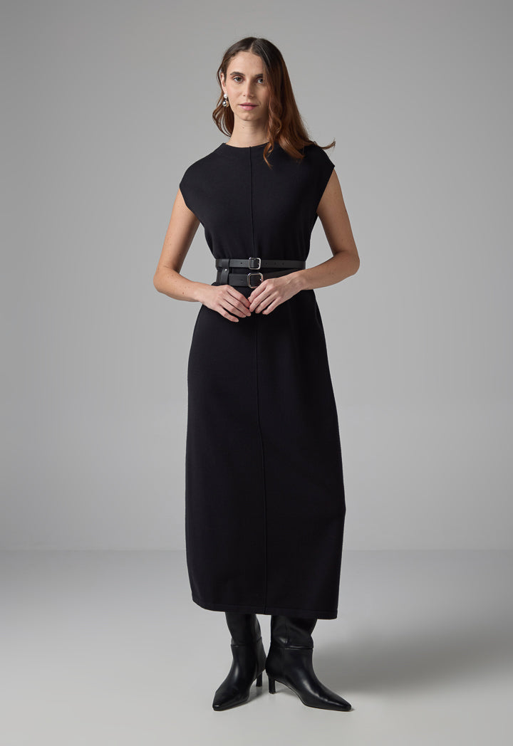 Choice Sleeveless Knitted Maxi Dress Black