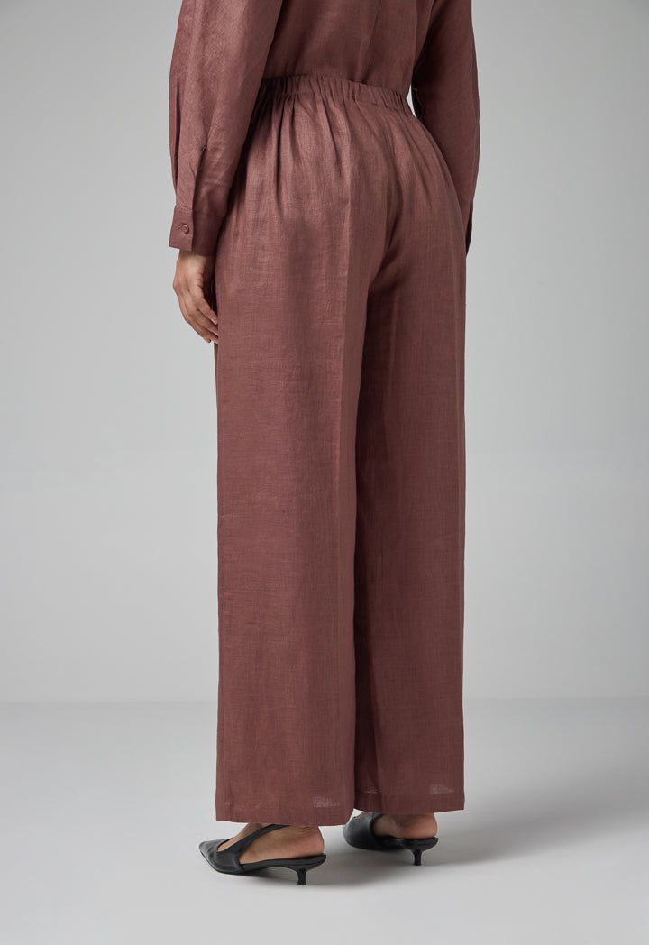 Choice Solid Wide Legs Trousers Brown