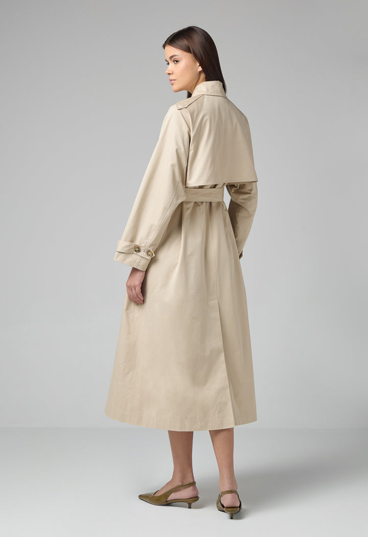 Choice Oversized Trench Coat With Shirt Collar Beige