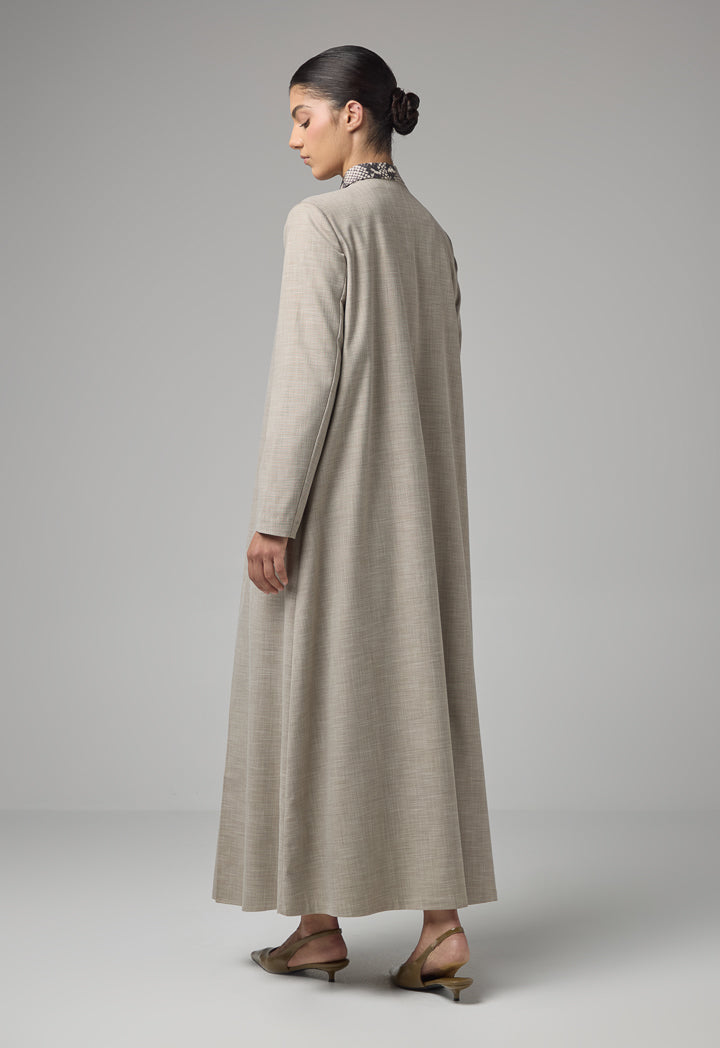 Choice Two Layers Style Flared Maxi Abaya Grey