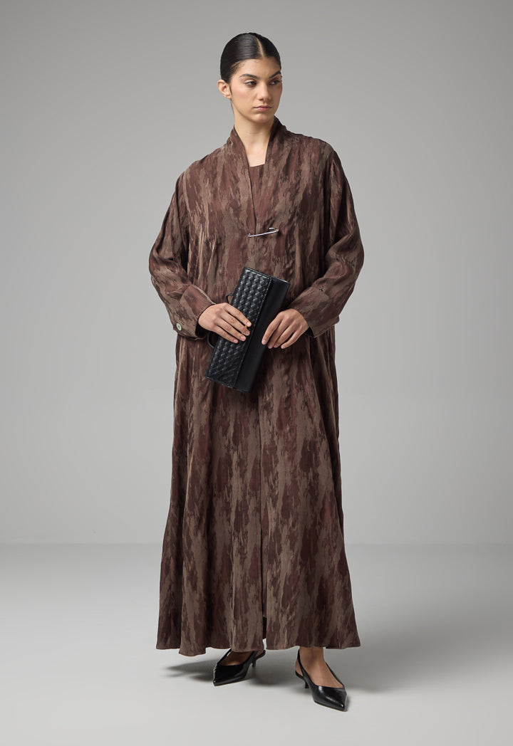 Choice Contrast Oversized Maxi Abaya With Hijab Brown