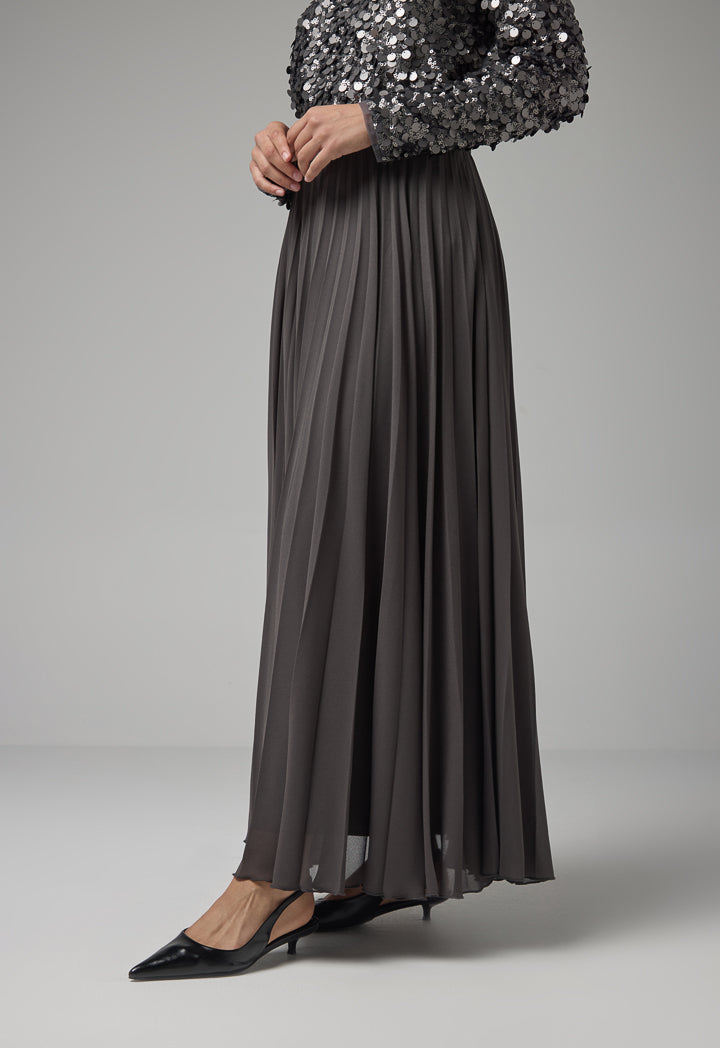 Choice Solid Pleated Skirt Anthracite