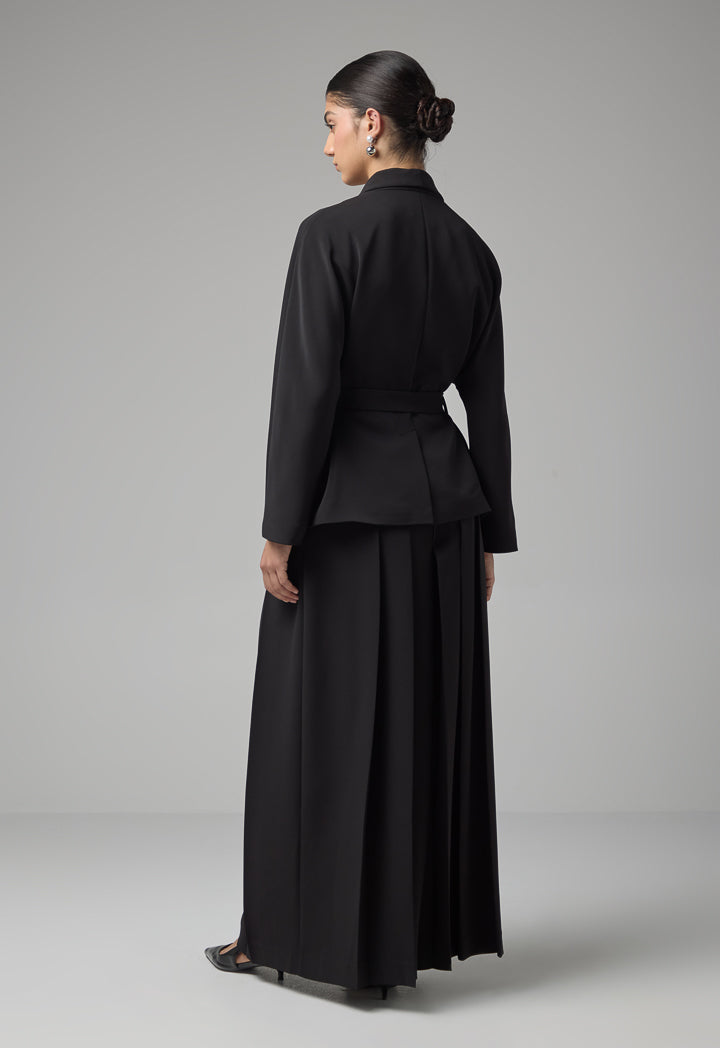 Choice Long Sleeves Belted Jacket Black