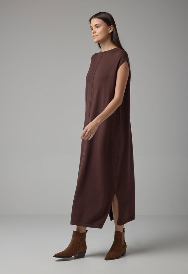 Choice Sleeveless Knitted Maxi Dress Brown