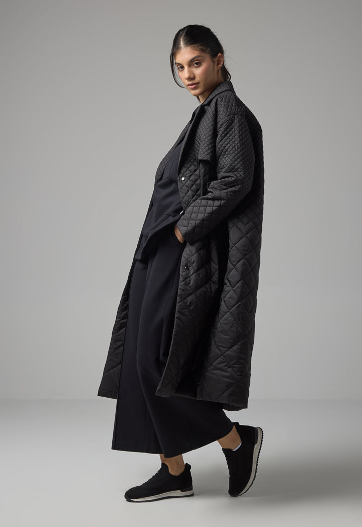 Choice Quilted Midi Winter Coat Black