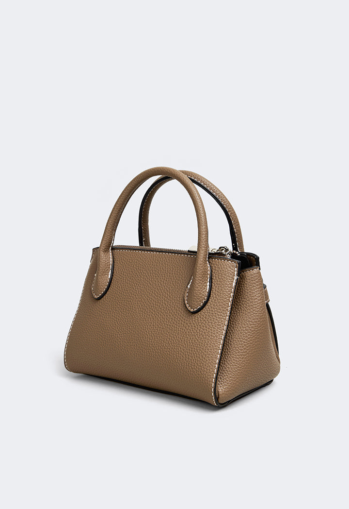 Choice Iconic Metallic Turn Lock Handbag Taupe