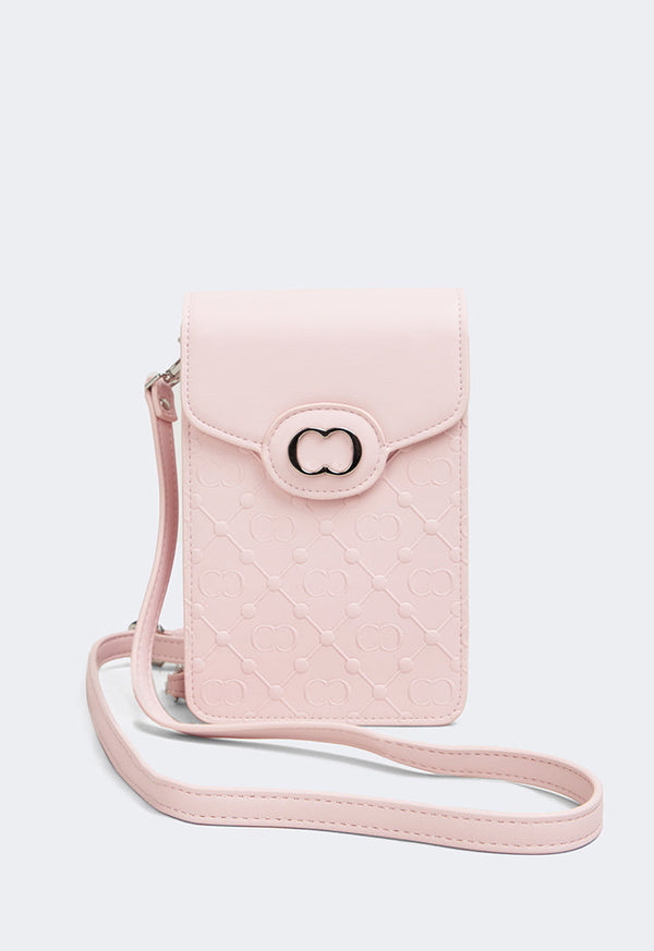 Choice Embossed Monogram Cross Body Bag Pink