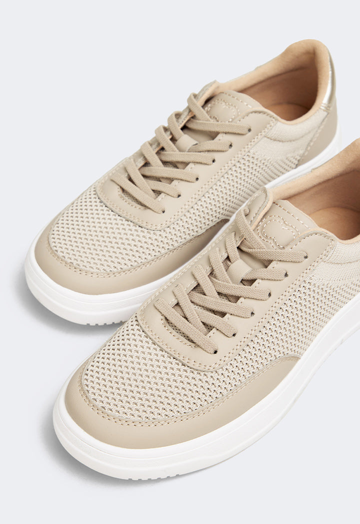 Choice Embroidered Metallic Sneakers Beige