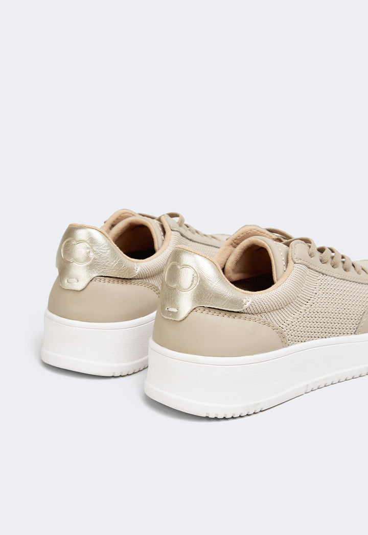 Choice Embroidered Metallic Sneakers Beige