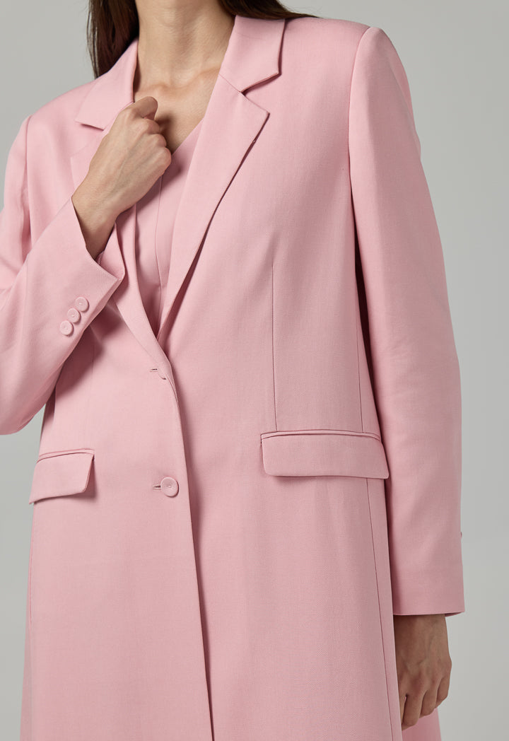 Choice Solid Notched Collar Abaya Pink