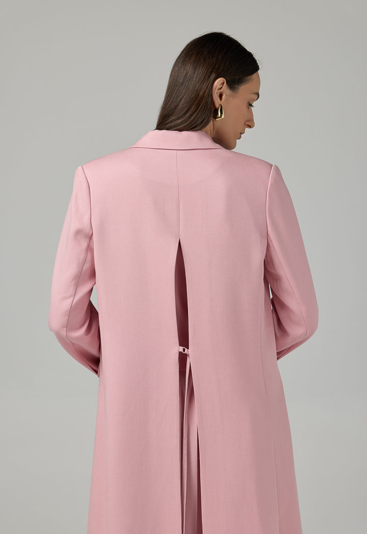 Choice Solid Notched Collar Abaya Pink