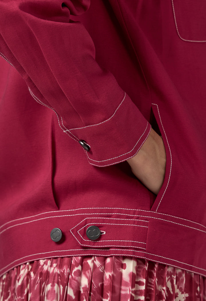 Choice Solid Front Flap Pocket Jacket Fuchsia