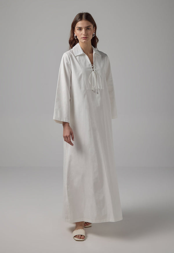 Choice Long Sleeve Basic Maxi Dress Off White