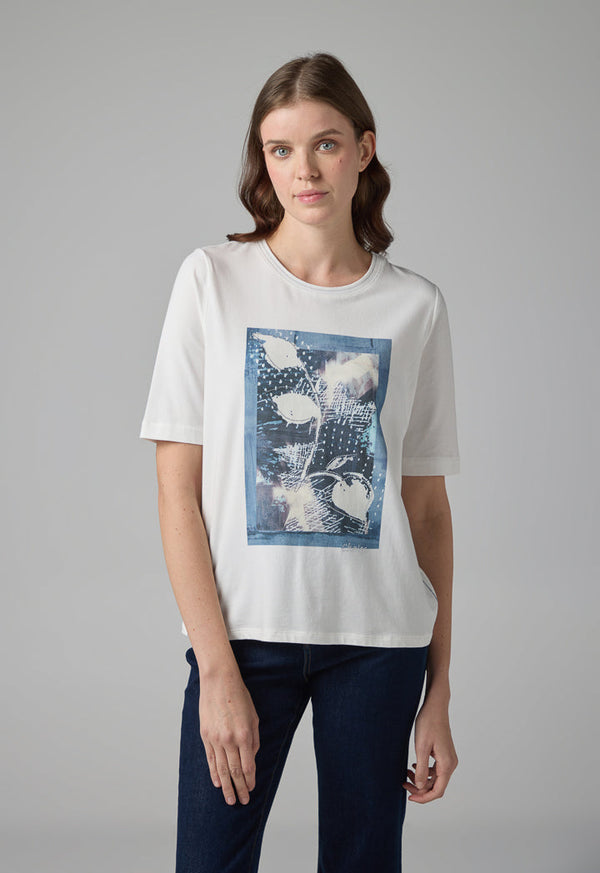 Choice Printed Motif At Front Short Sleeve T-Shirt Off White