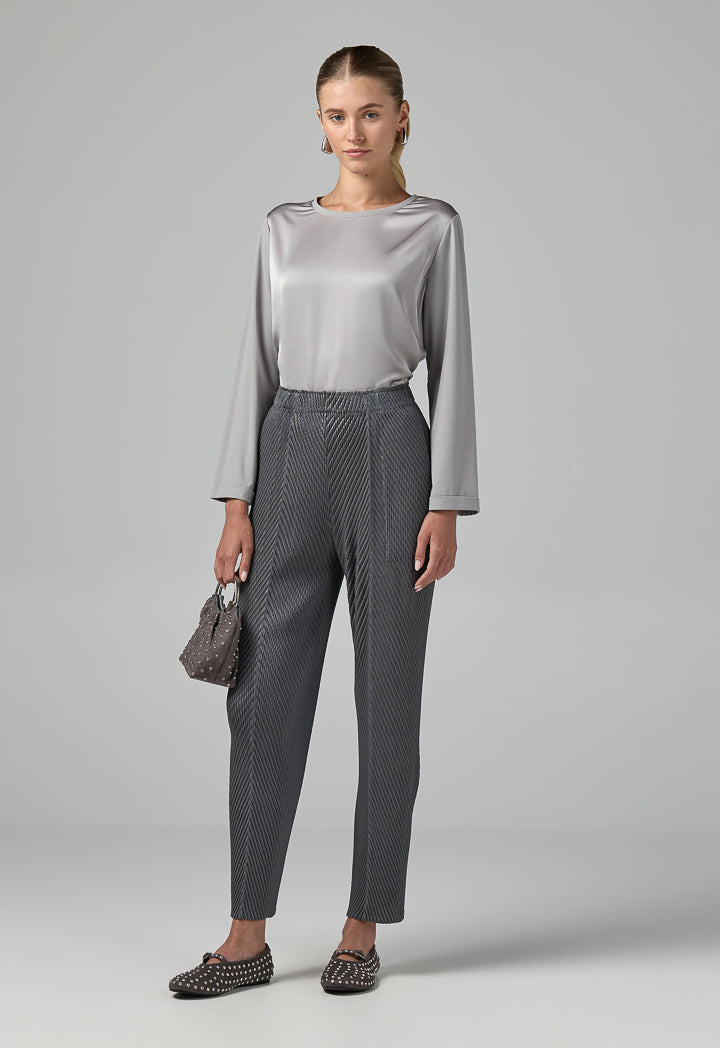 Choice Straight Cut Pleated Trousers Grey