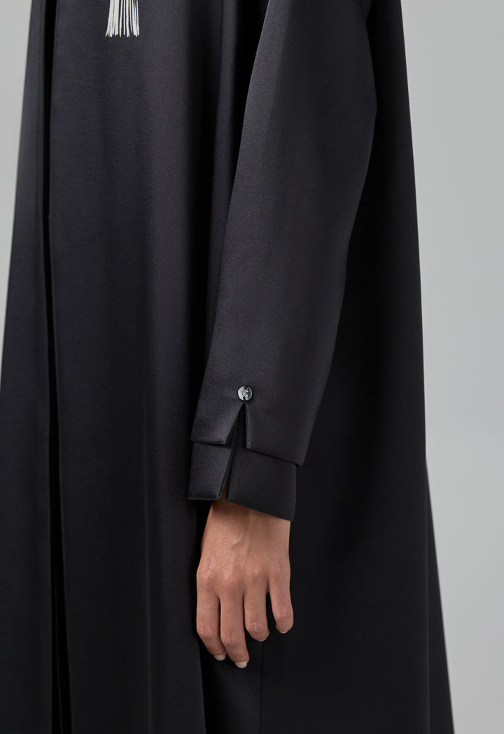 Choice Long Sleeve Contrast Abaya With Hijab (2 Pcs) Black