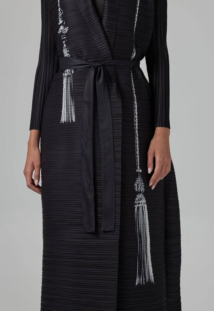Choice Long Sleeve Printed Maxi Abaya Black