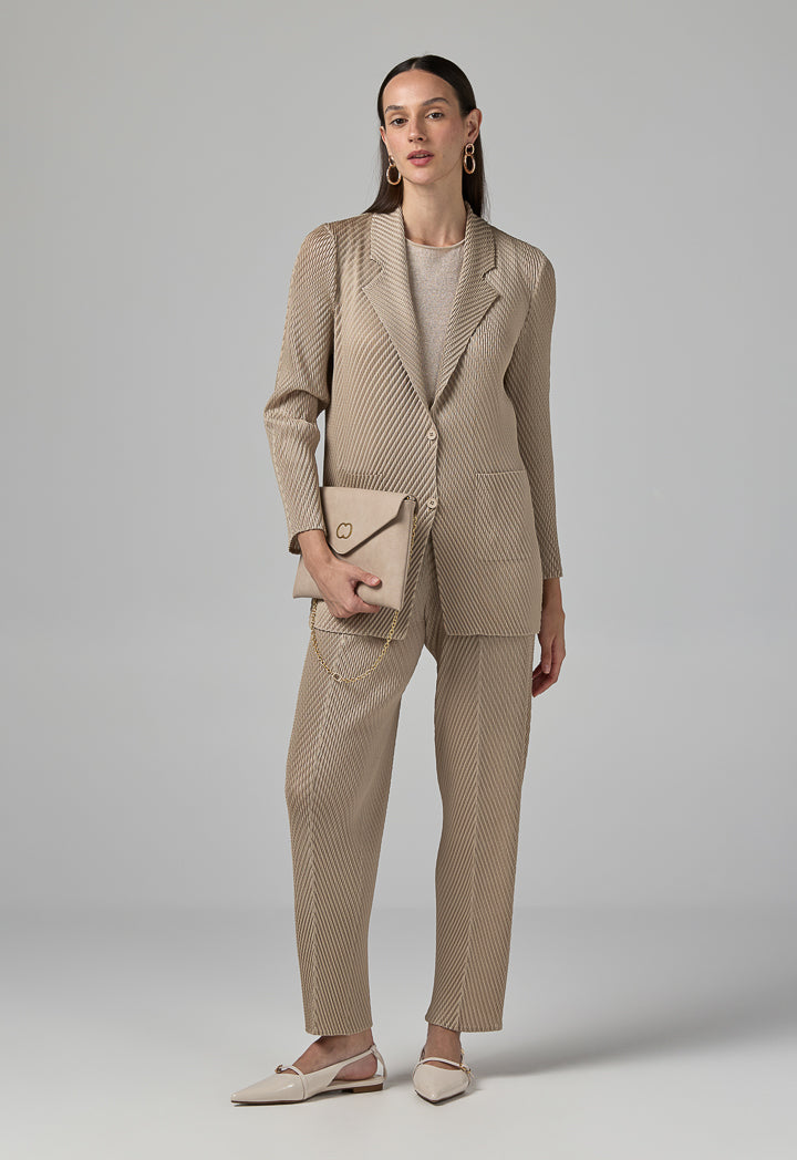 Choice Front Pocket Notched Collar Jacket Beige