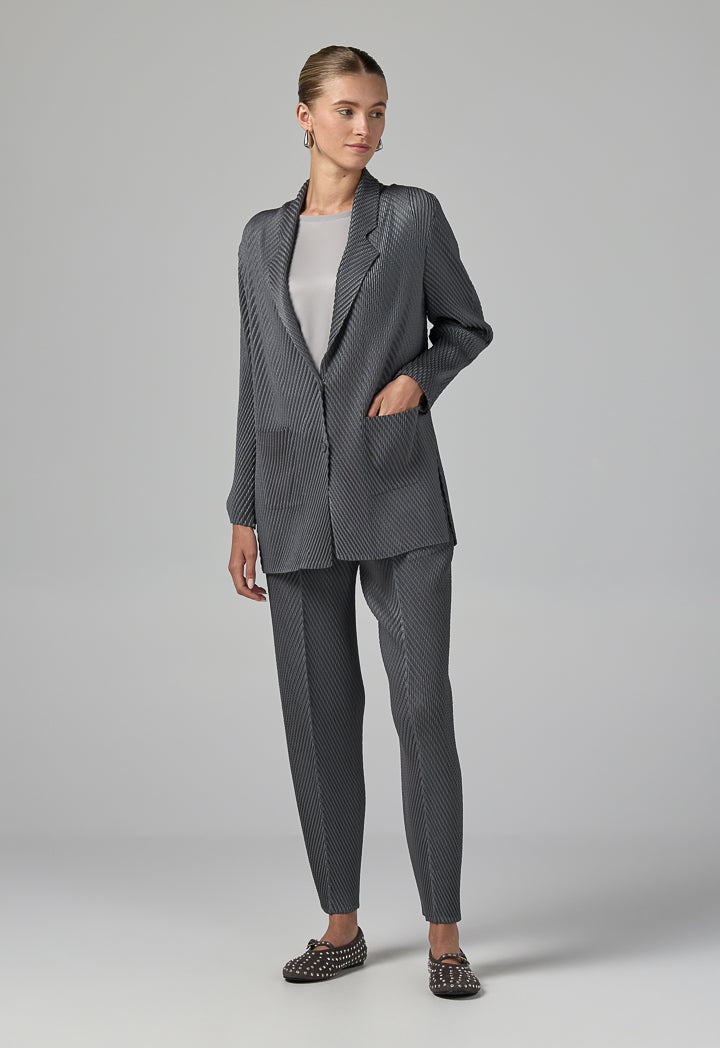 Choice Front Pocket Notched Collar Jacket Grey