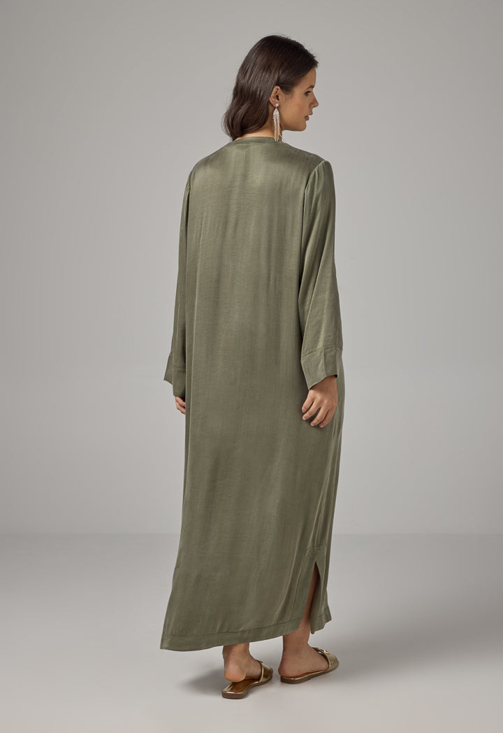 Choice V-Neck Solid Dress Olive