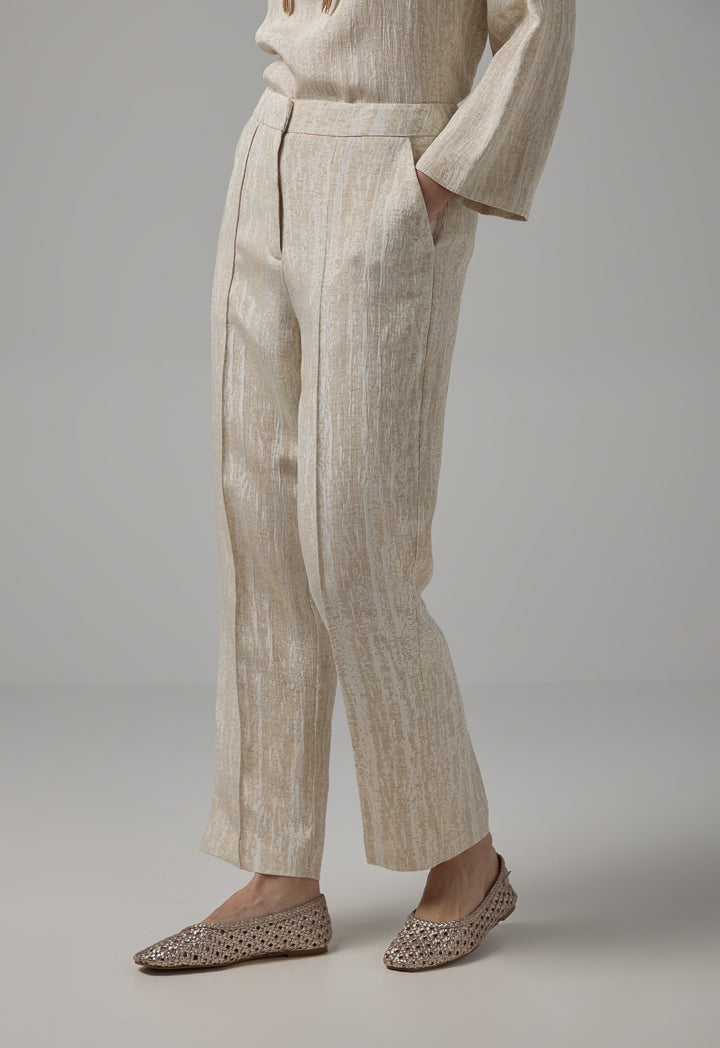 Choice Contrast Tuck At Front Straight Leg Trousers Beige