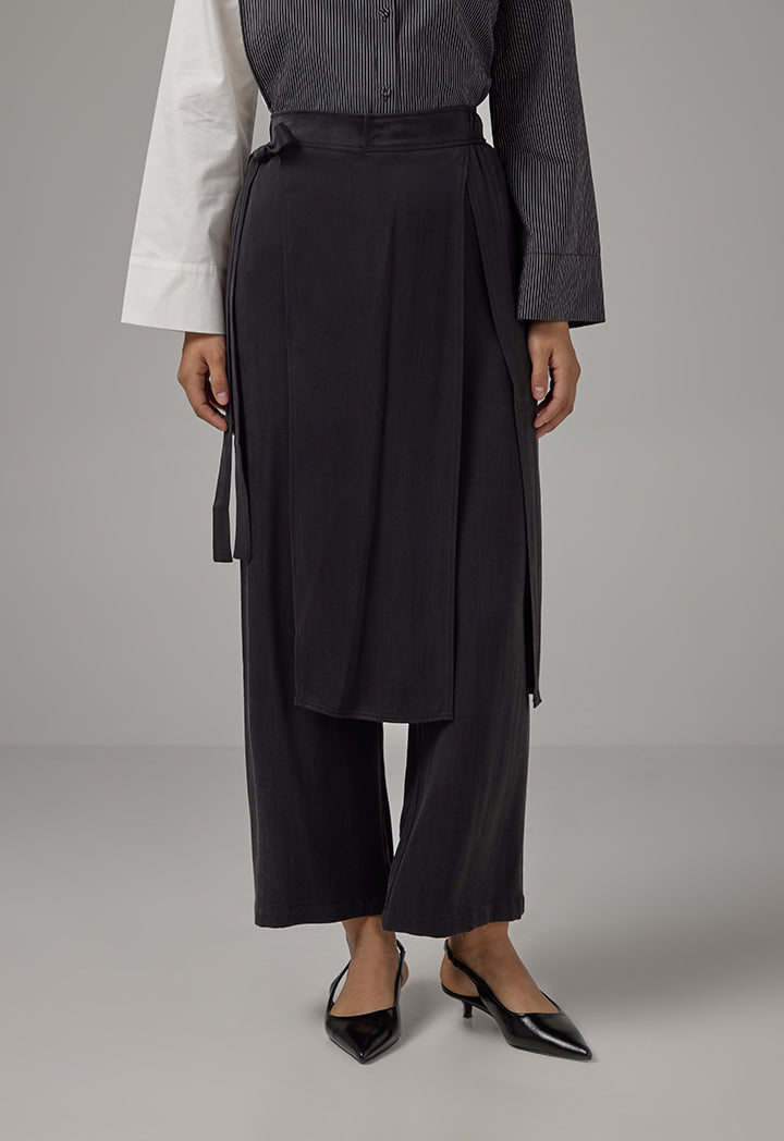 Choice Wrap Wide Leg Trousers Black