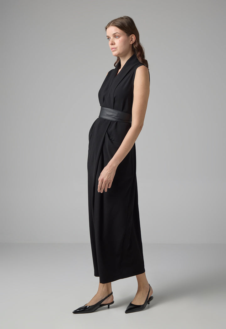 Choice Belted Sleeveless Maxi Dress Black