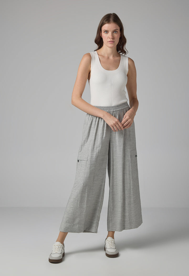 Choice Solid Wide Leg Elasticated Waist Trousers Grey