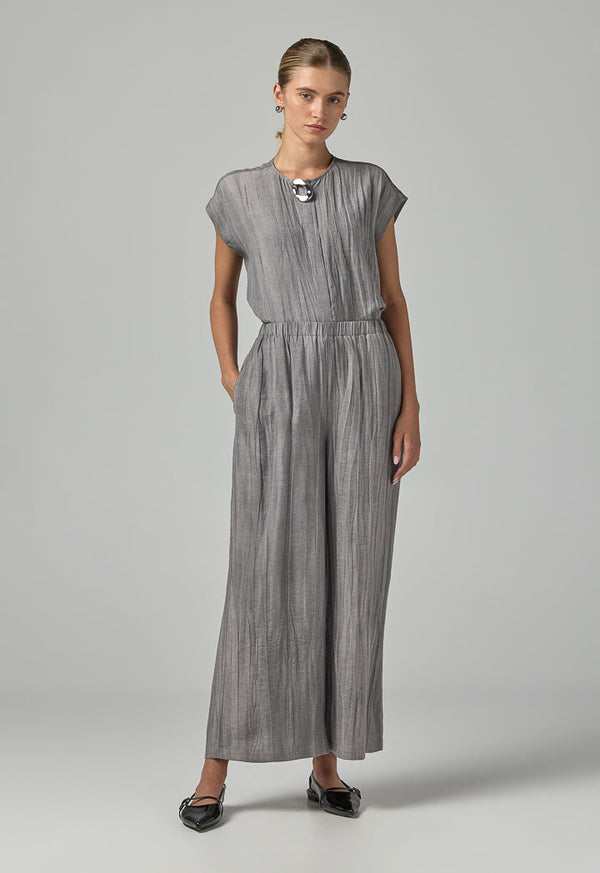 Choice Crinkled Straight Cut Trousers  Grey