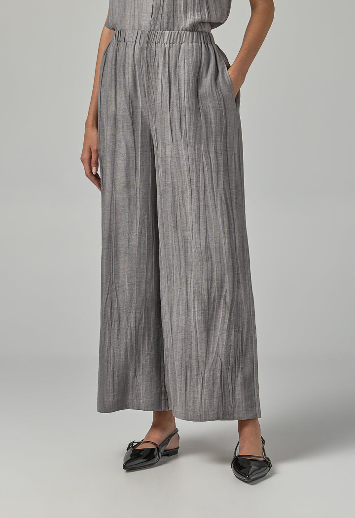 Choice Crinkled Straight Cut Trousers  Grey