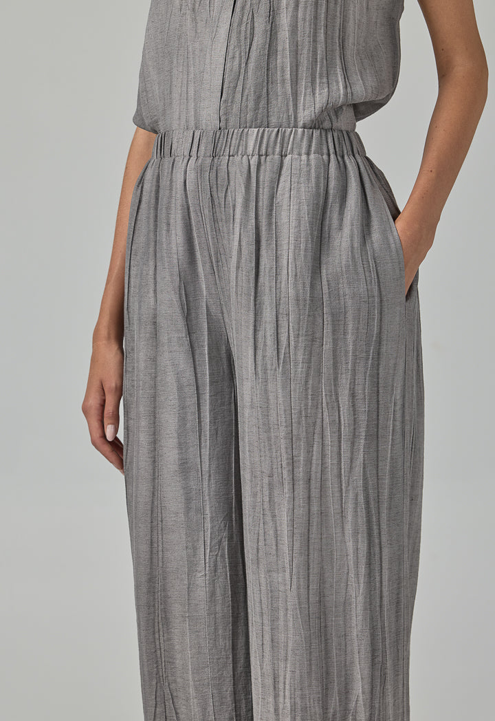 Choice Crinkled Straight Cut Trousers  Grey