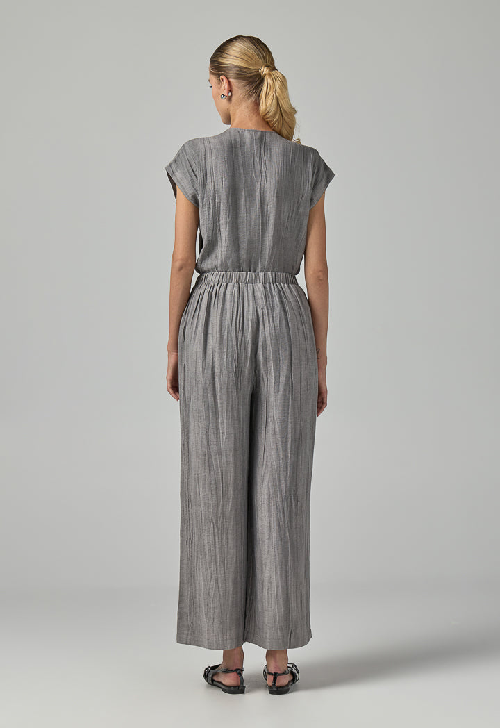 Choice Crinkled Straight Cut Trousers  Grey