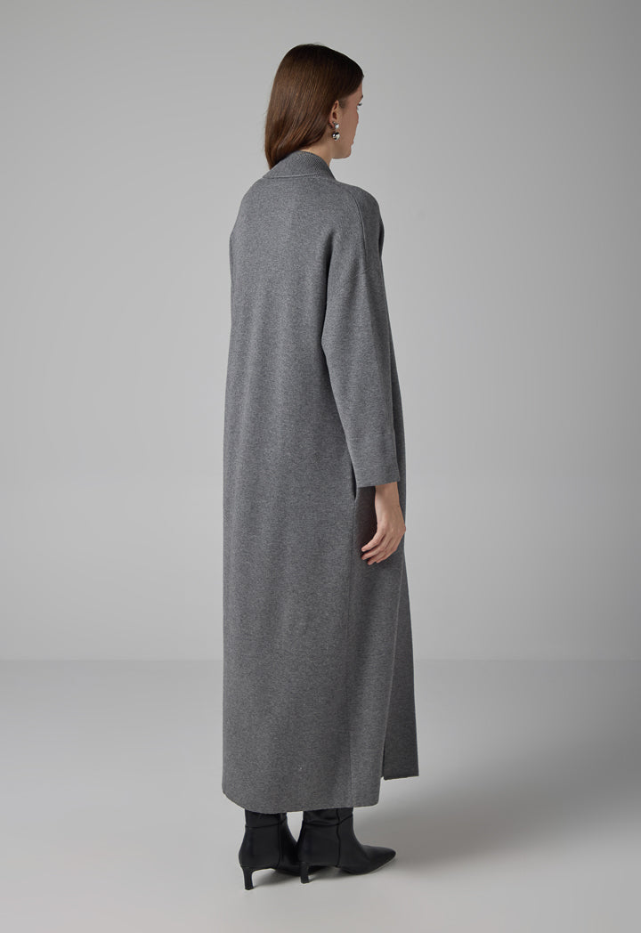 Choice Solid Drop Shoulder Knitted Winter Abaya Silver