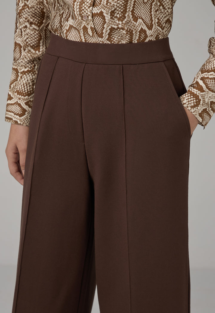 Choice Basic Straight Wide Cut Trousers Brown