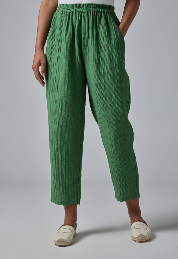 Choice High Waist Elasticated Waistband Pants Green