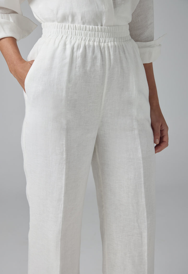 Choice Solid Wide Leg Elasticated Waist Trousers Off White