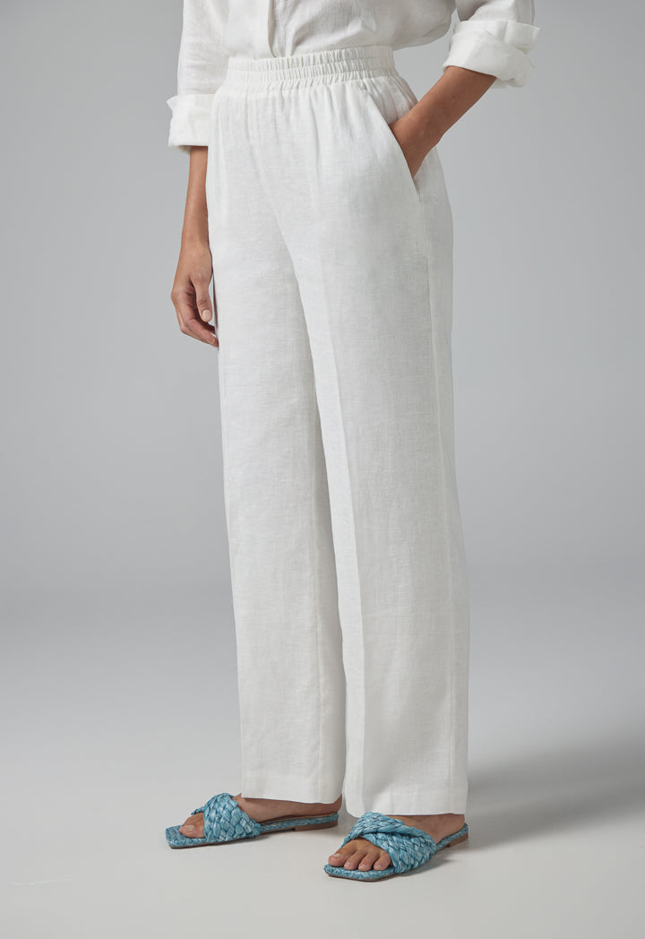 Choice Solid Wide Leg Elasticated Waist Trousers Off White