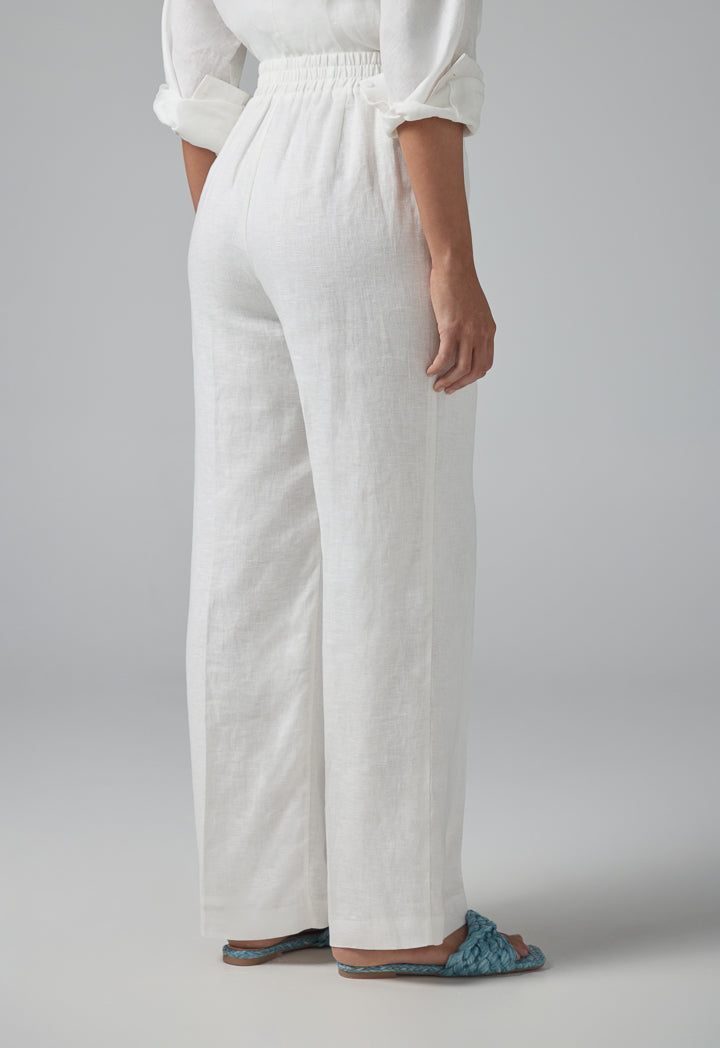 Choice Solid Wide Leg Elasticated Waist Trousers Off White