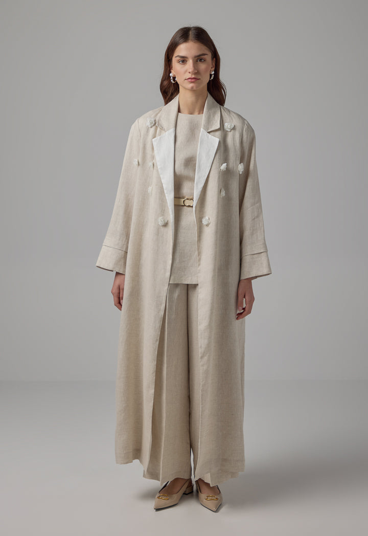 Choice Basic Belted Maxi Abaya Beige