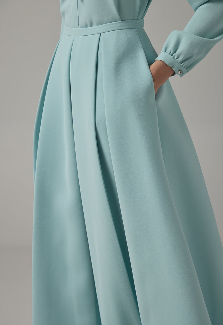 Choice Solid Pleated Maxi Skirt Mint