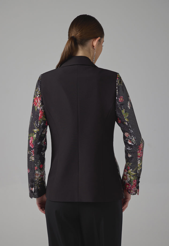 Choice Floral Printed Sequin Blazer Multi Color