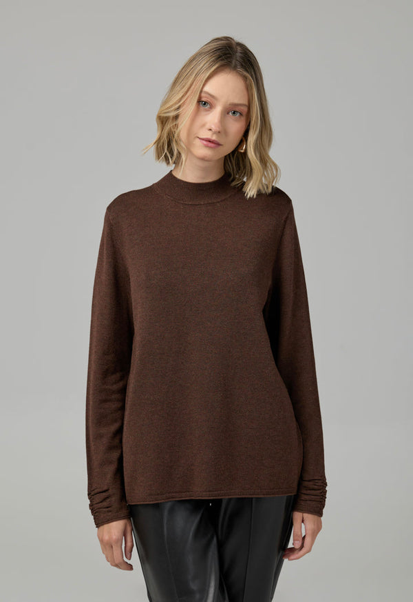 Choice Basic Long Sleeve Knitted Sweater Brown